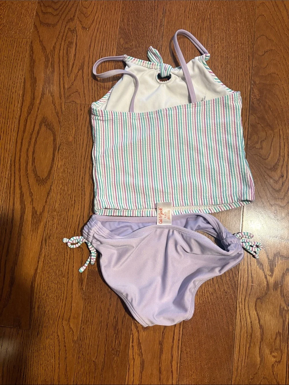 Cat & Jack Lavender Tankini with Pastel Stripes